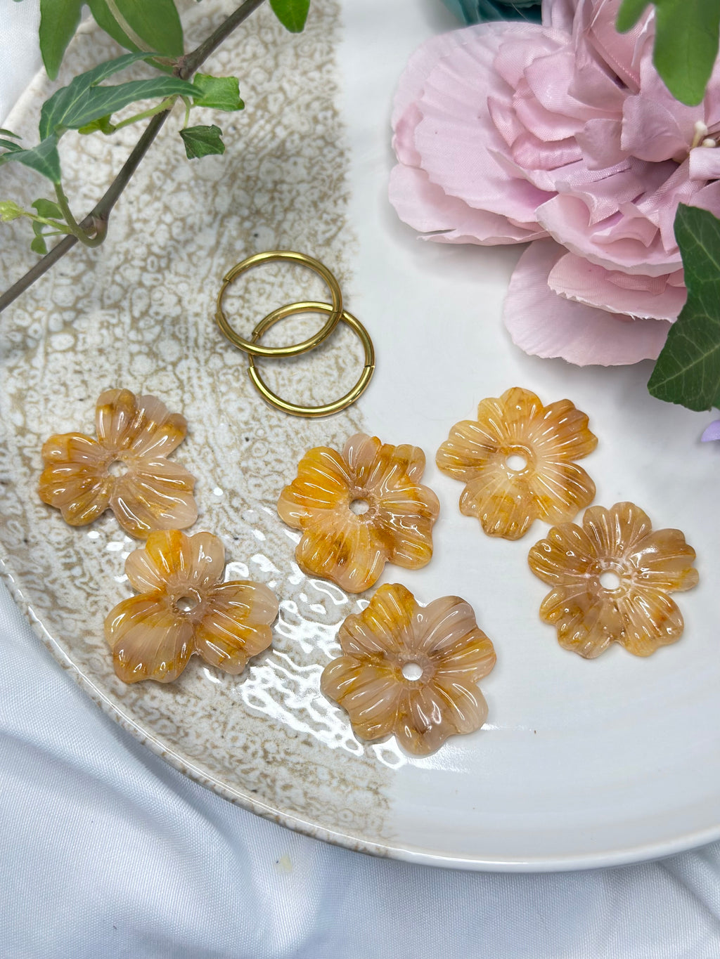 🍯 Les Miel — Boucles d’oreilles anémone translucide(4 pétales)