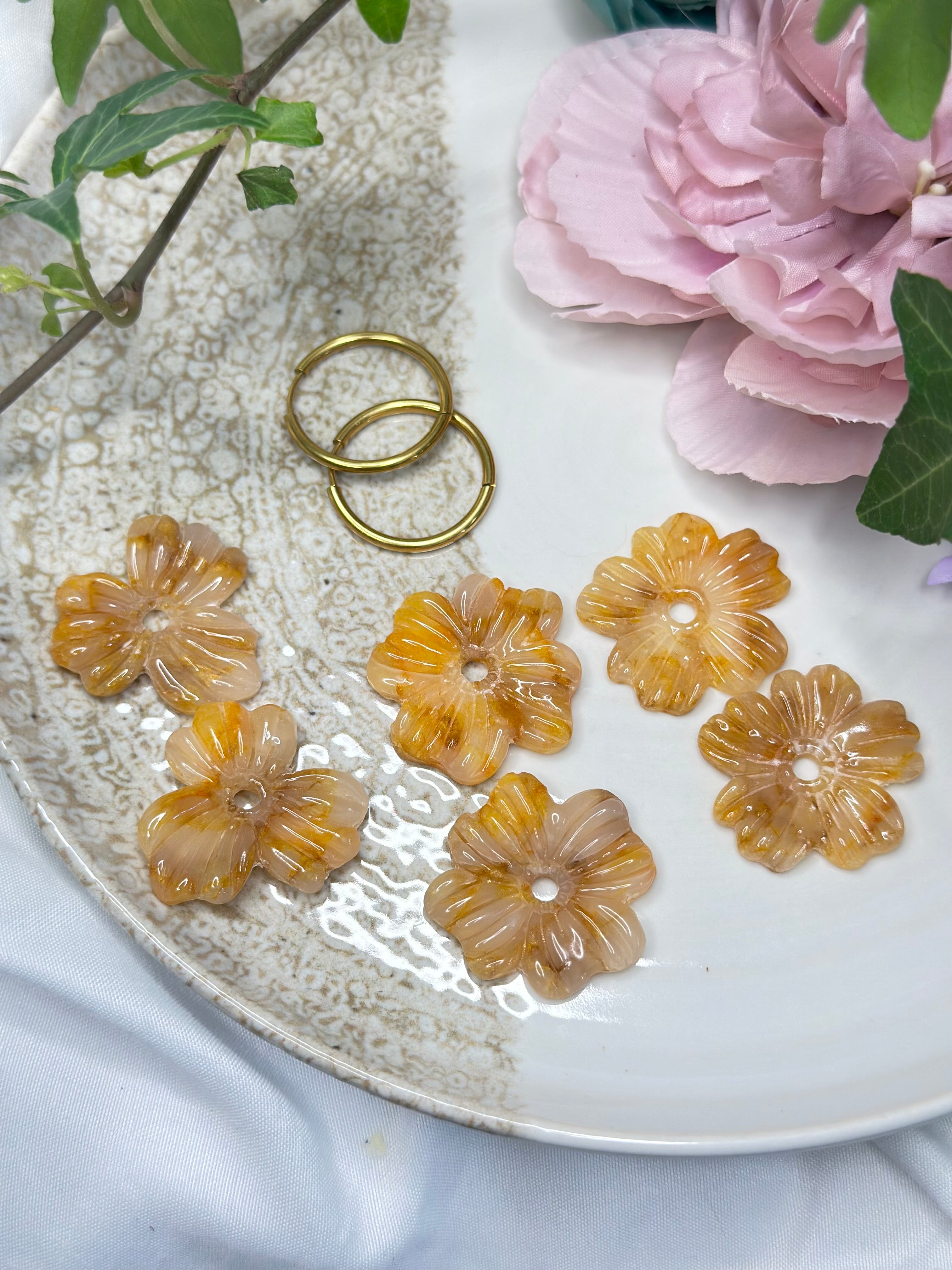 🍯 Les Miel — Boucles d’oreilles anémone translucide(5 pétales)