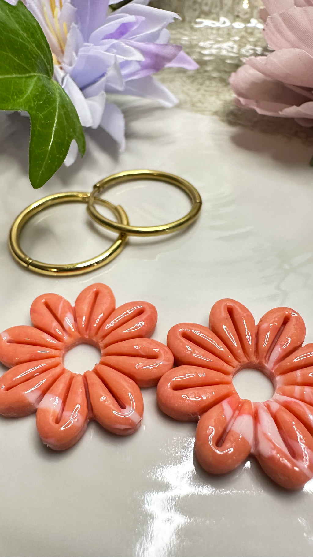 Boucles d’oreilles pâte polymère – Collection Coral (Zélie)
