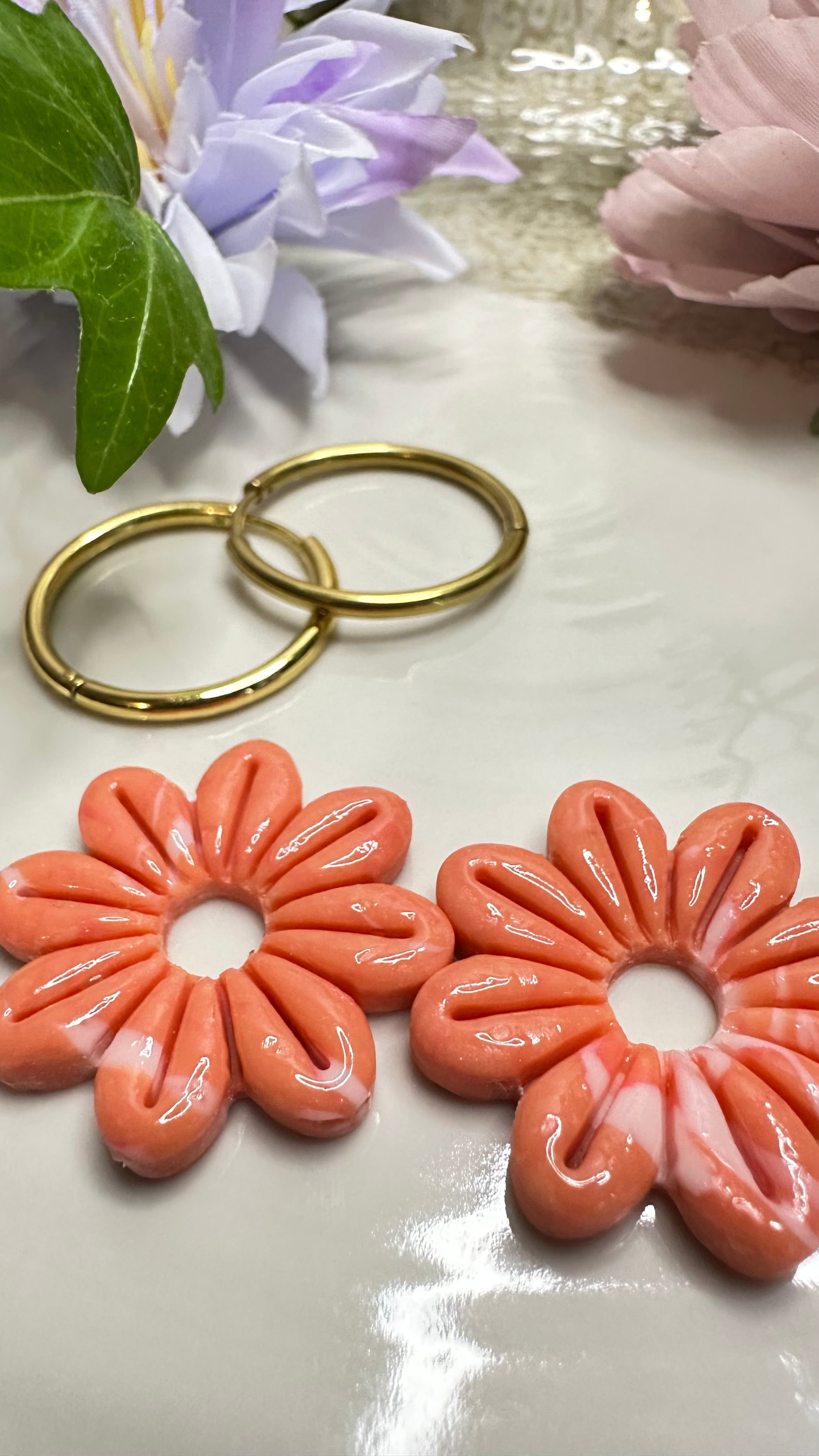 Boucles d’oreilles pâte polymère – Collection Coral (Zélie)