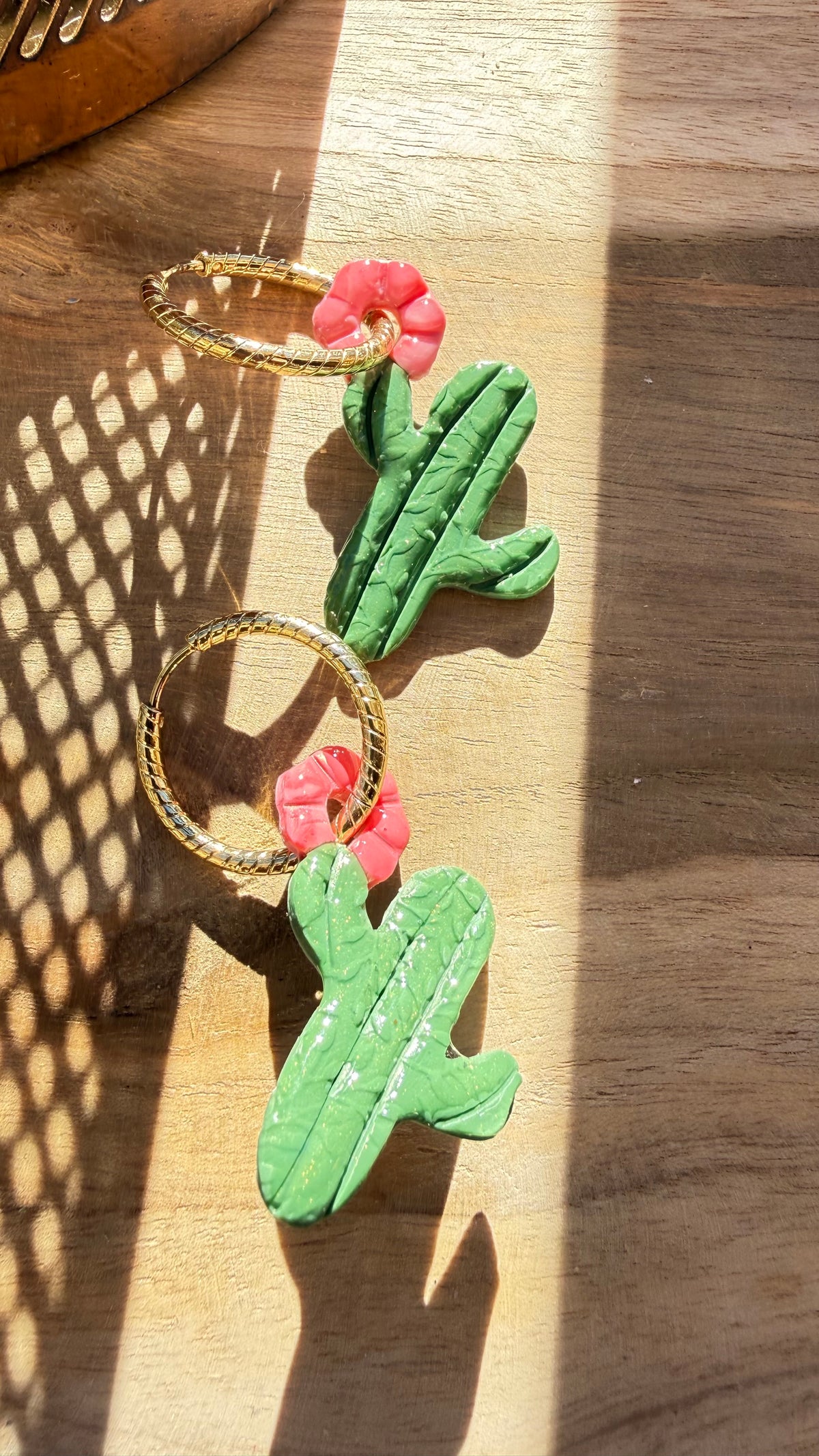 PAMPILLES Rita – cactus fleuri faites main–BOUCLES D’OREILLES INTERCHANGEABLES