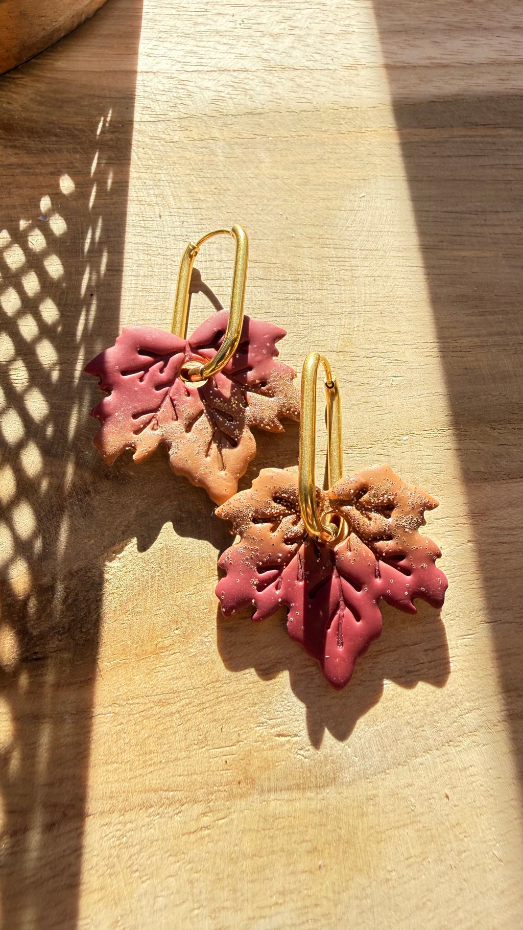 PAMPILLES Éralie – feuille d'érable faites main–BOUCLES D’OREILLES INTERCHANGEABLES