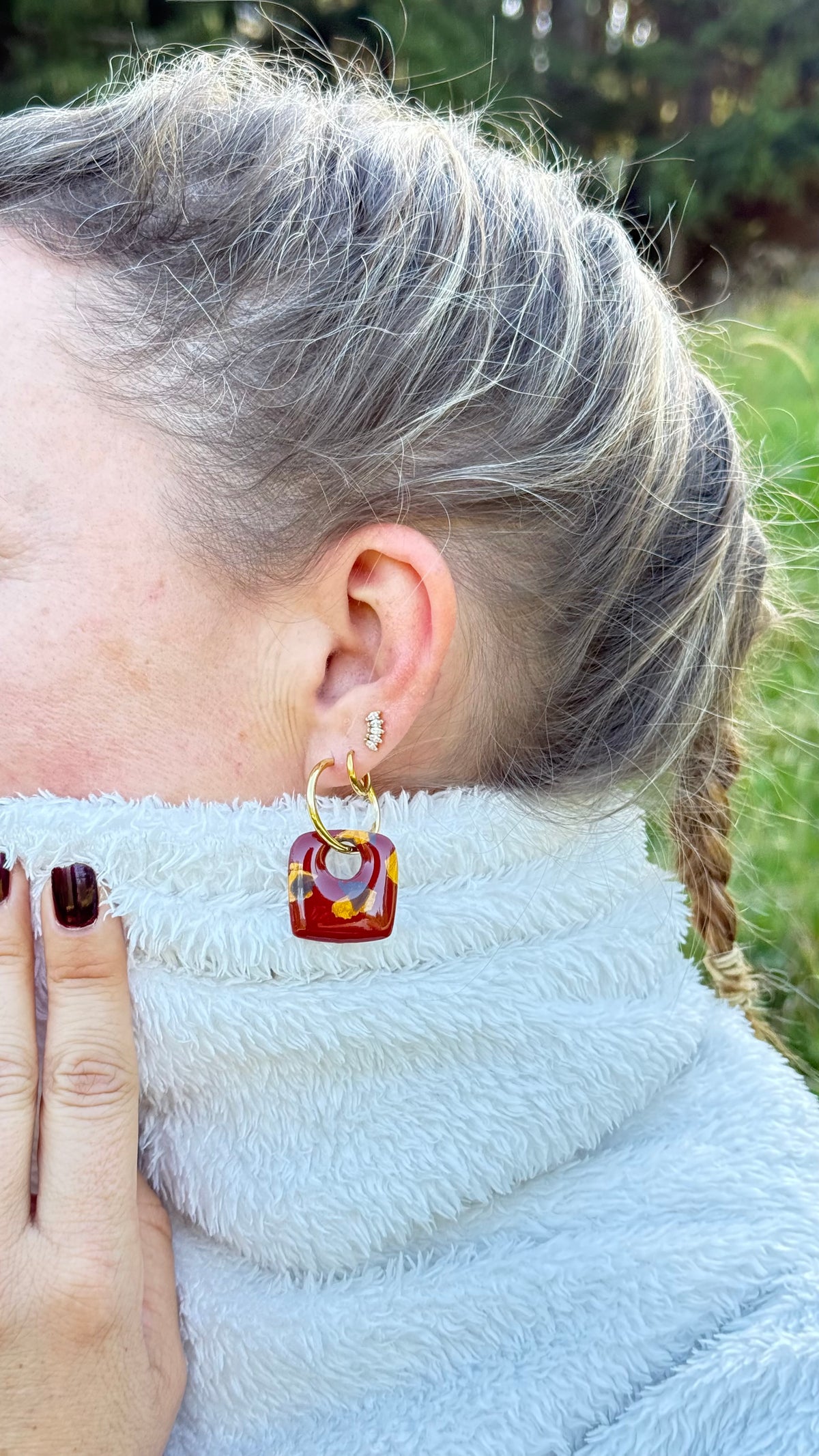 PAMPILLES Carine EFFET LÉOPARD/MARBRÉ ￼- BOUCLES D’OREILLES INTERCHANGEABLES