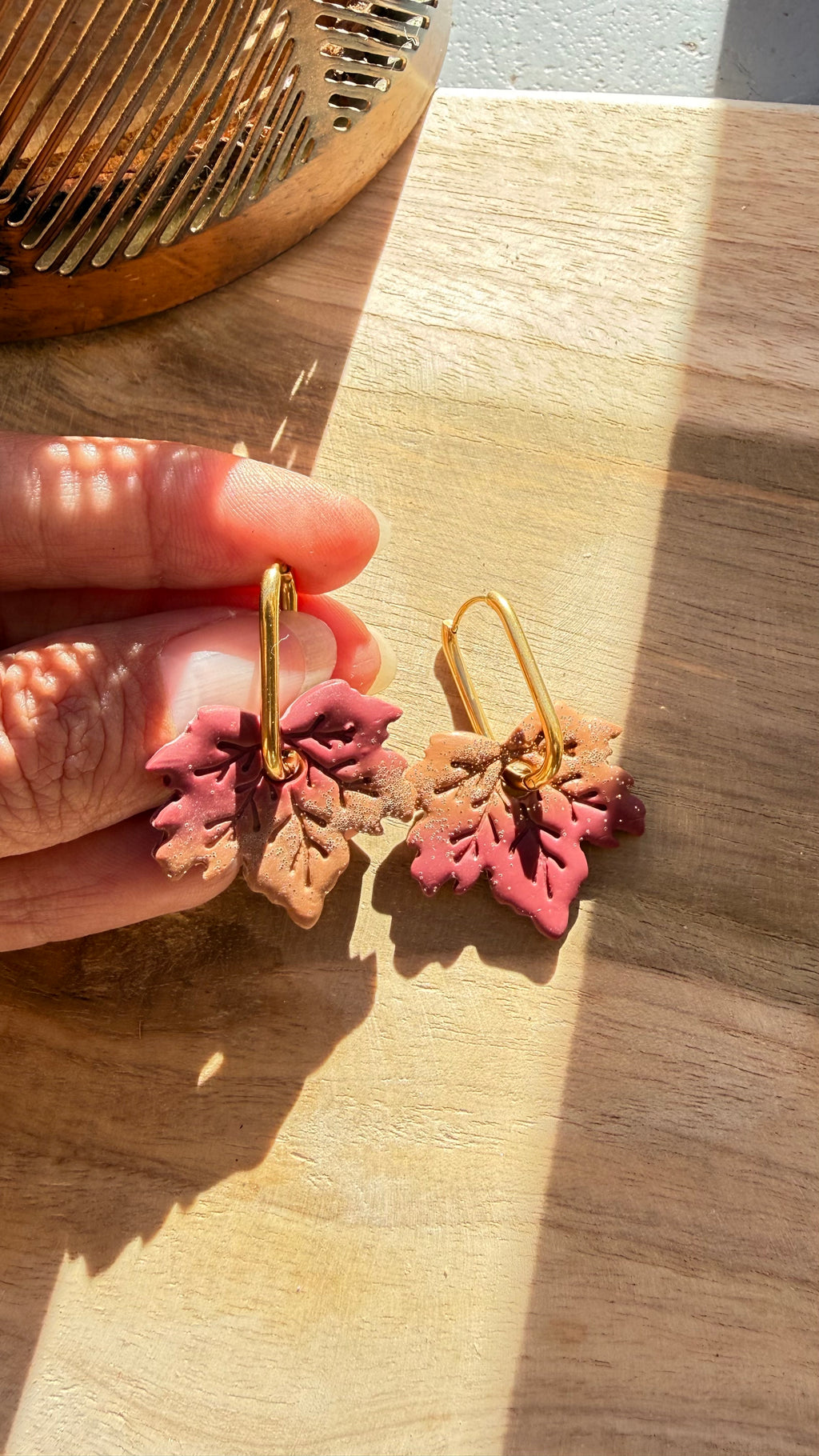 PAMPILLES Éralie – feuille d'érable faites main–BOUCLES D’OREILLES INTERCHANGEABLES