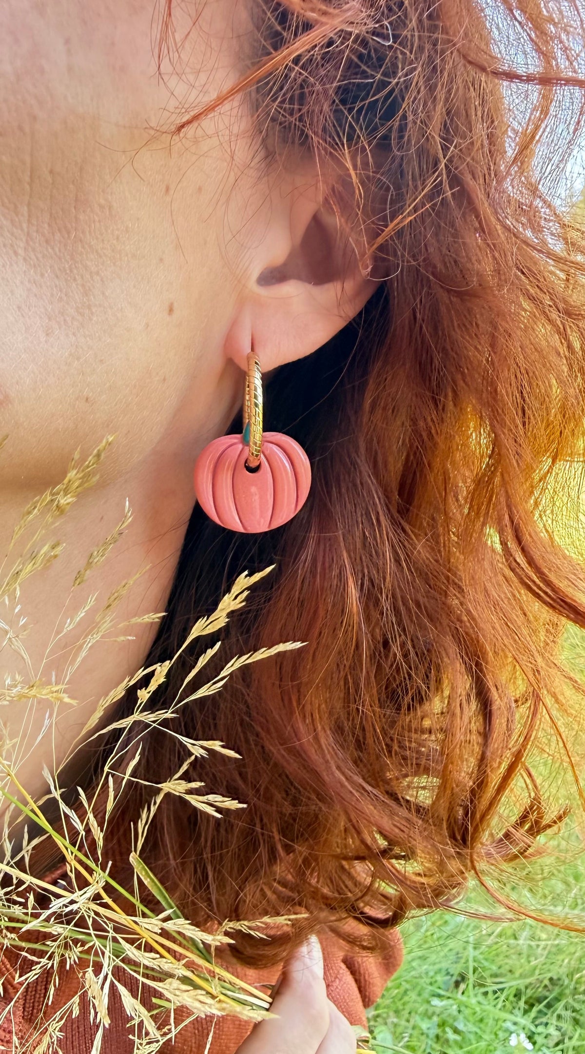 PAMPILLES Colette citrouille –BOUCLES D’OREILLES INTERCHANGEABLES