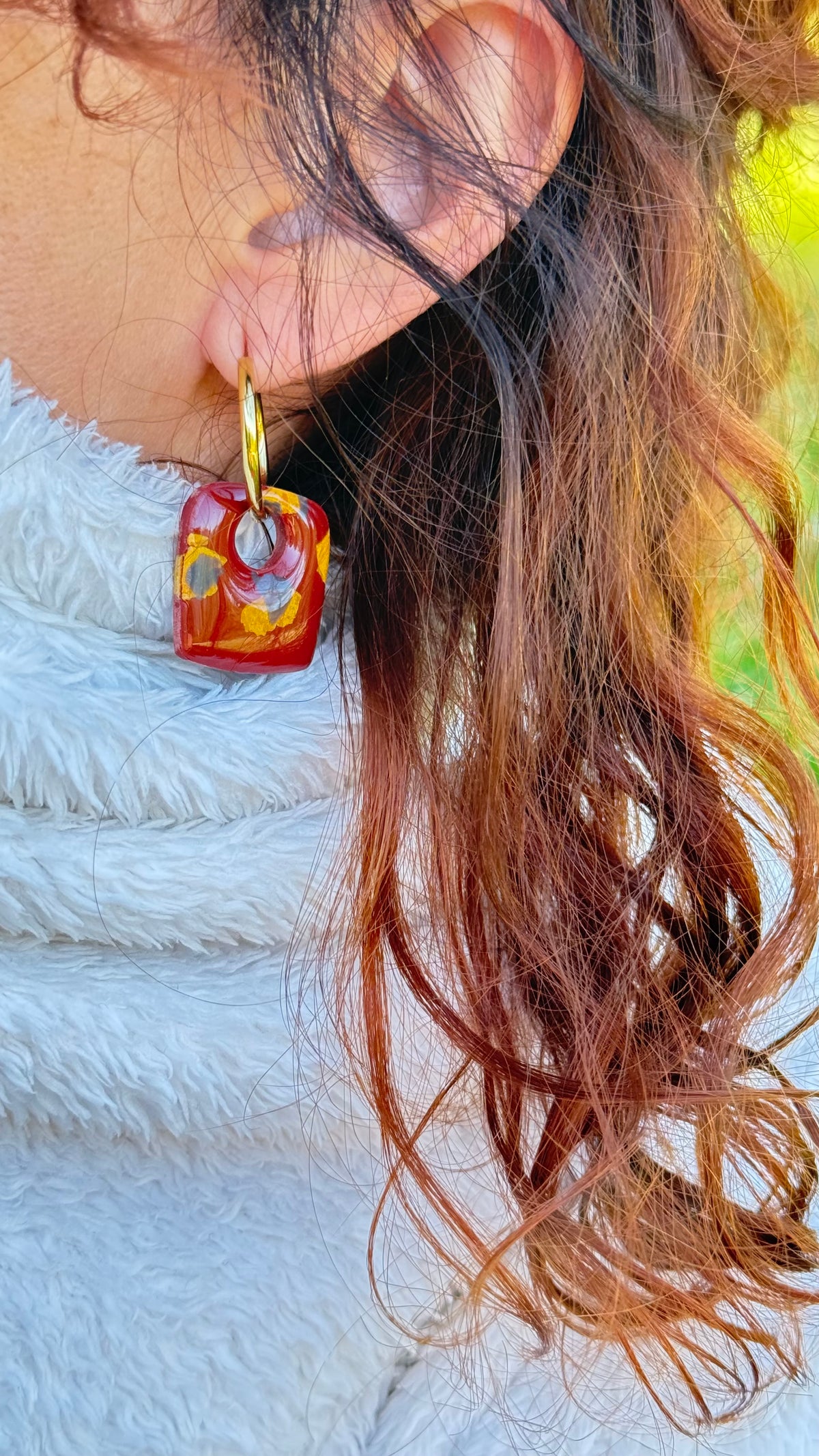 PAMPILLES Carine EFFET LÉOPARD/MARBRÉ ￼- BOUCLES D’OREILLES INTERCHANGEABLES