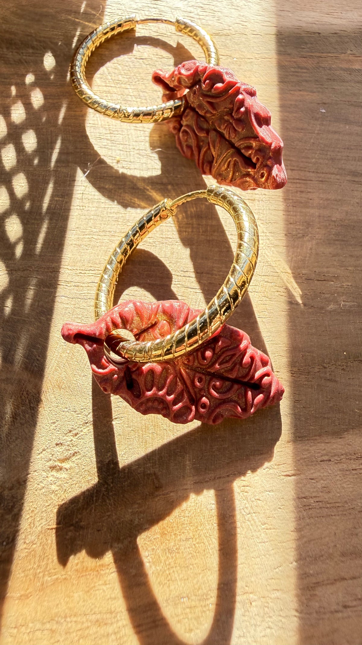 PAMPILLES Faye– feuille de hêtre ciselée faites main –BOUCLES D’OREILLES INTERCHANGEABLES (Copie)