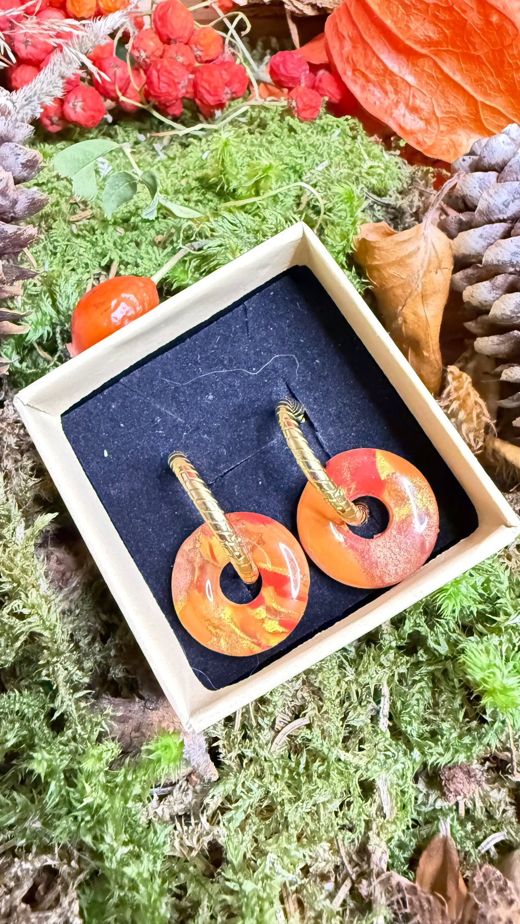 PAMPILLES Dona orange doré  –BOUCLES D’OREILLES INTERCHANGEABLES