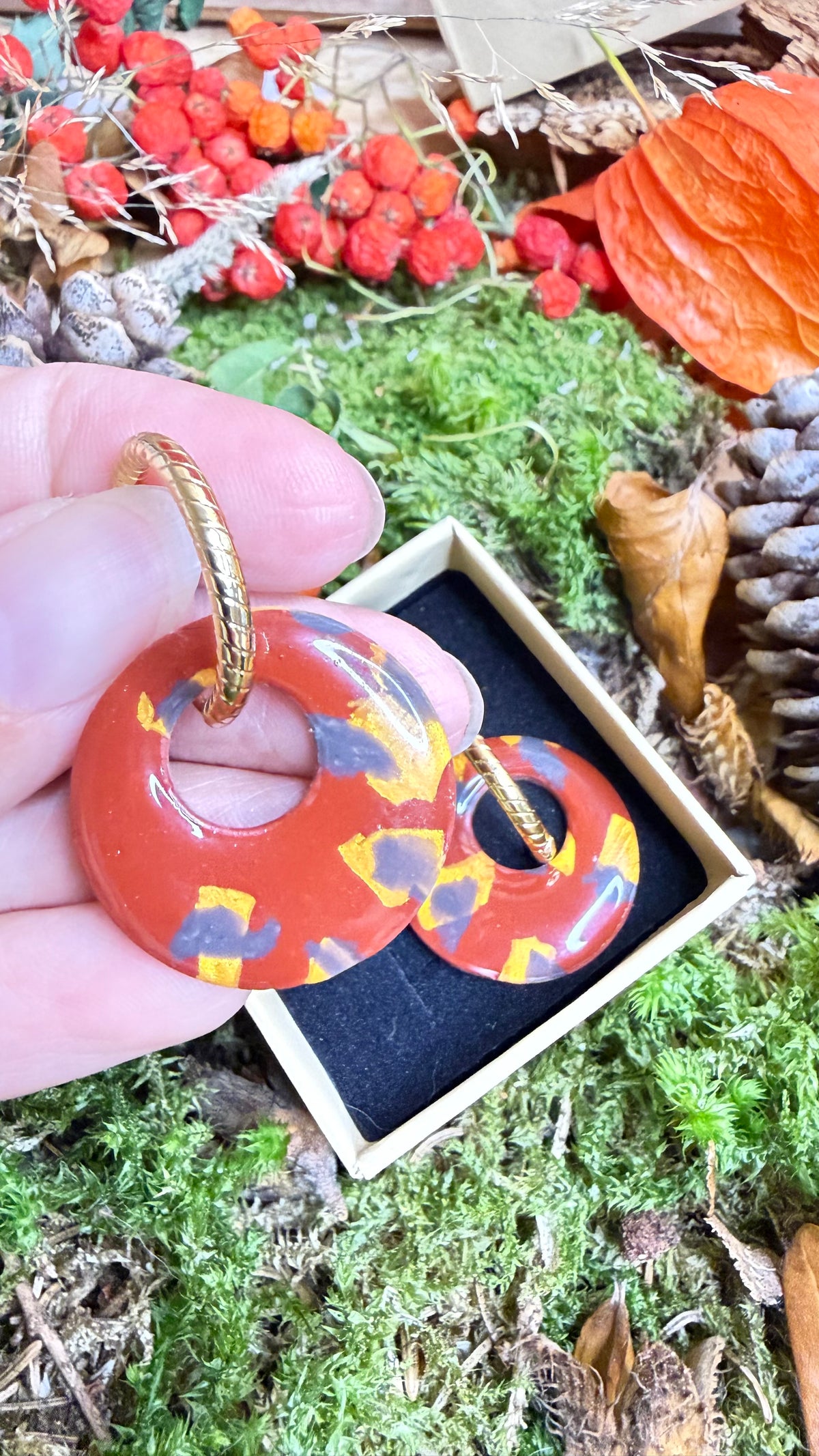 PAMPILLES Luna terracotta – grand anneau  –BOUCLES D’OREILLES INTERCHANGEABLES