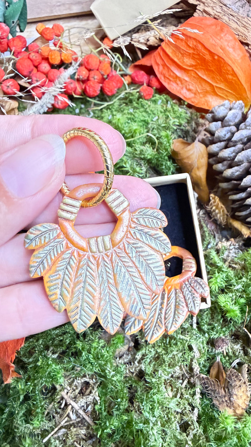 PAMPILLES Kaya plumes terracotta –BOUCLES D’OREILLES INTERCHANGEABLES