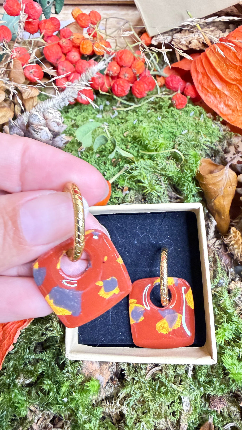 PAMPILLES Carine EFFET LÉOPARD/MARBRÉ ￼- BOUCLES D’OREILLES INTERCHANGEABLES