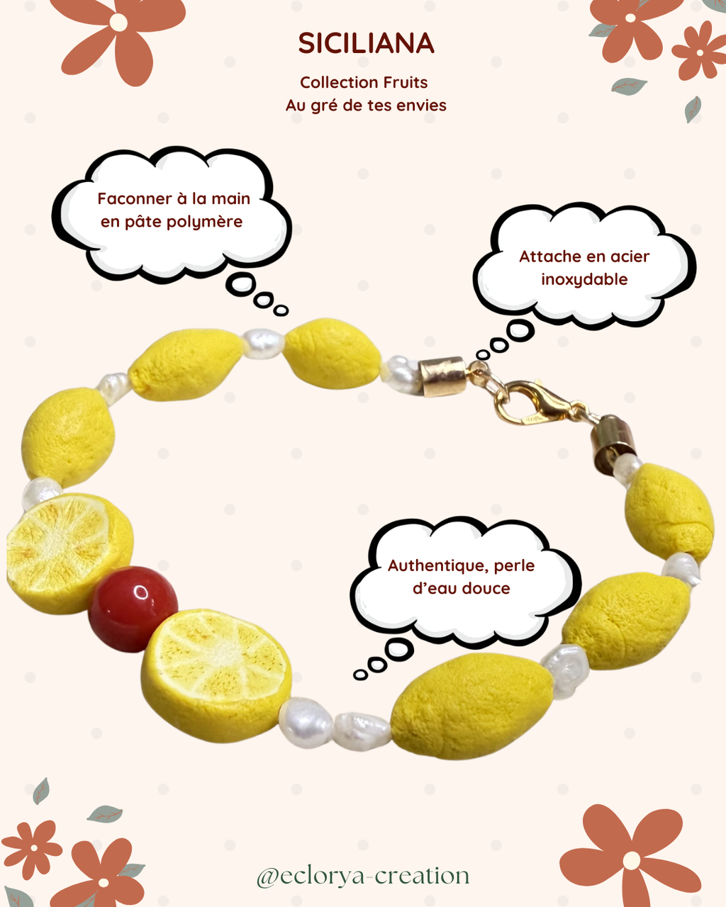 Bracelet Siciliana — Citrons & Perles