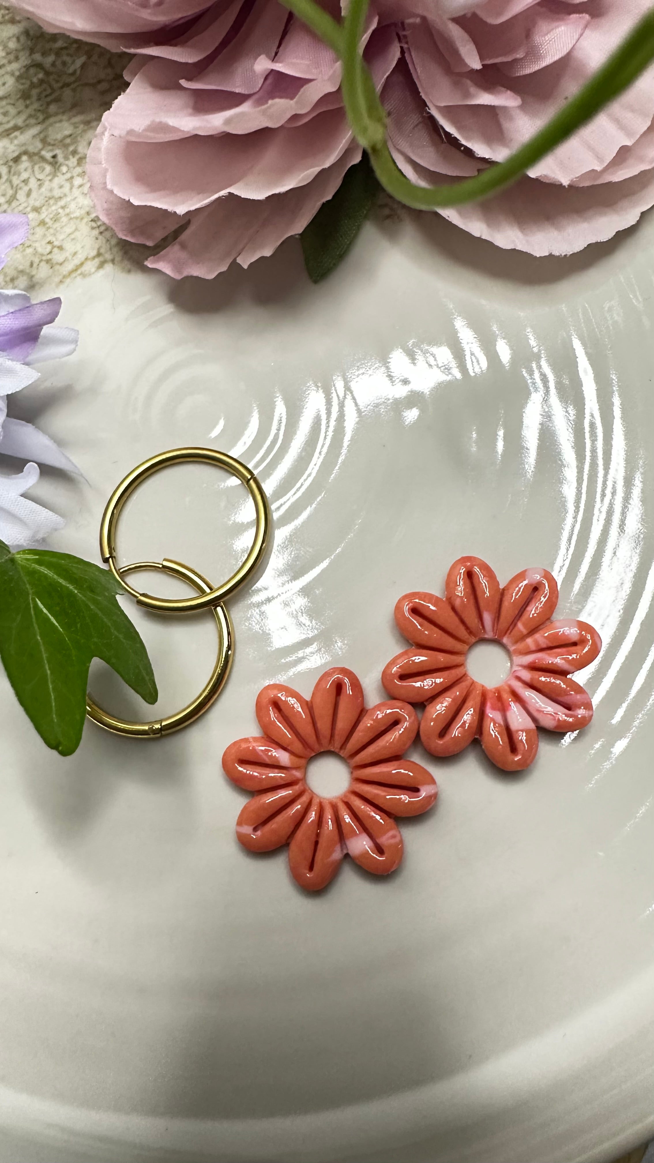 Boucles d’oreilles pâte polymère – Collection Coral (Zélie)