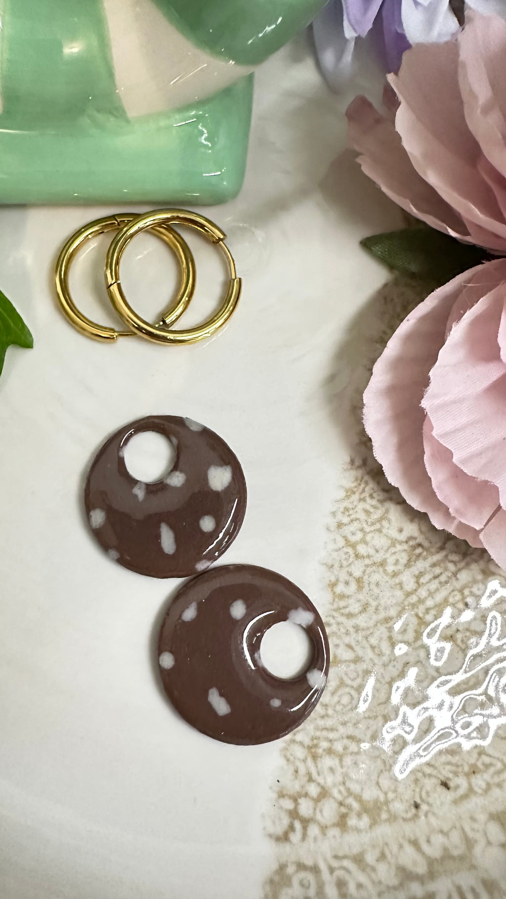 Boucles d’oreilles argile polymère– Collection Sous les Bois (Luna)