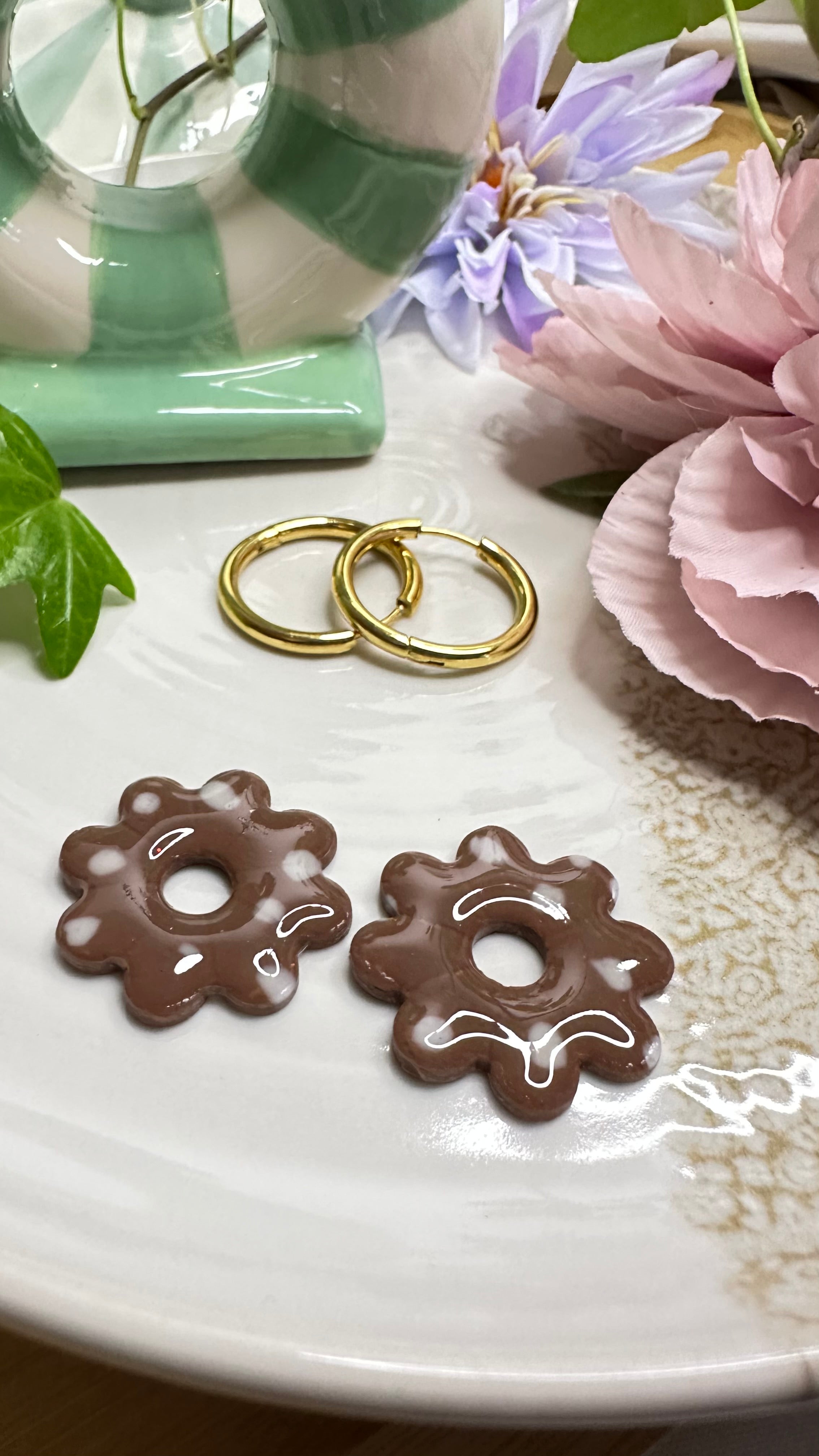 Boucles d’oreilles argile polymère– Collection Sous les Bois ( Daisy)