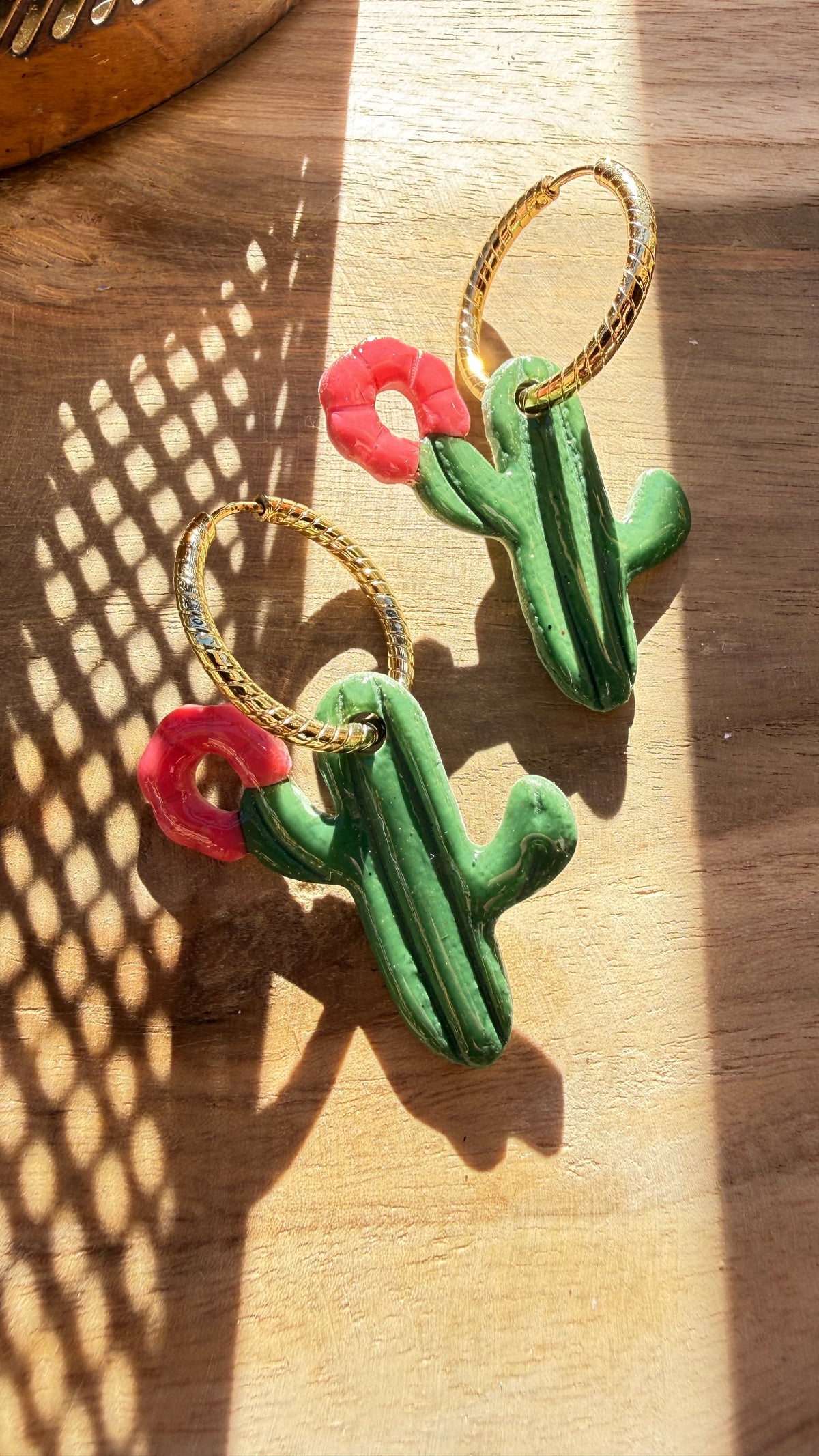 PAMPILLES Rita – cactus fleuri faites main–BOUCLES D’OREILLES INTERCHANGEABLES