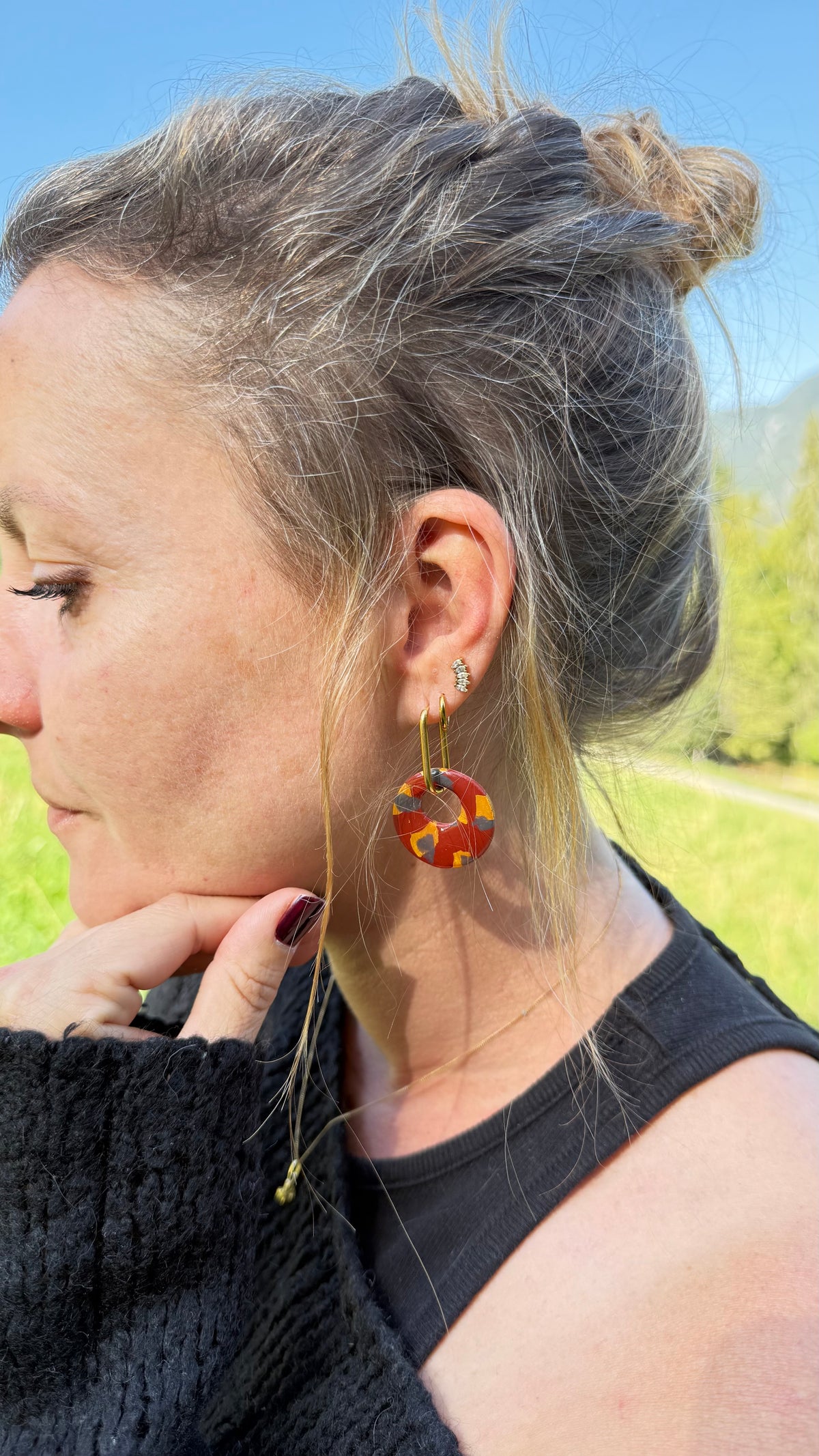 PAMPILLES Luna terracotta – grand anneau  –BOUCLES D’OREILLES INTERCHANGEABLES