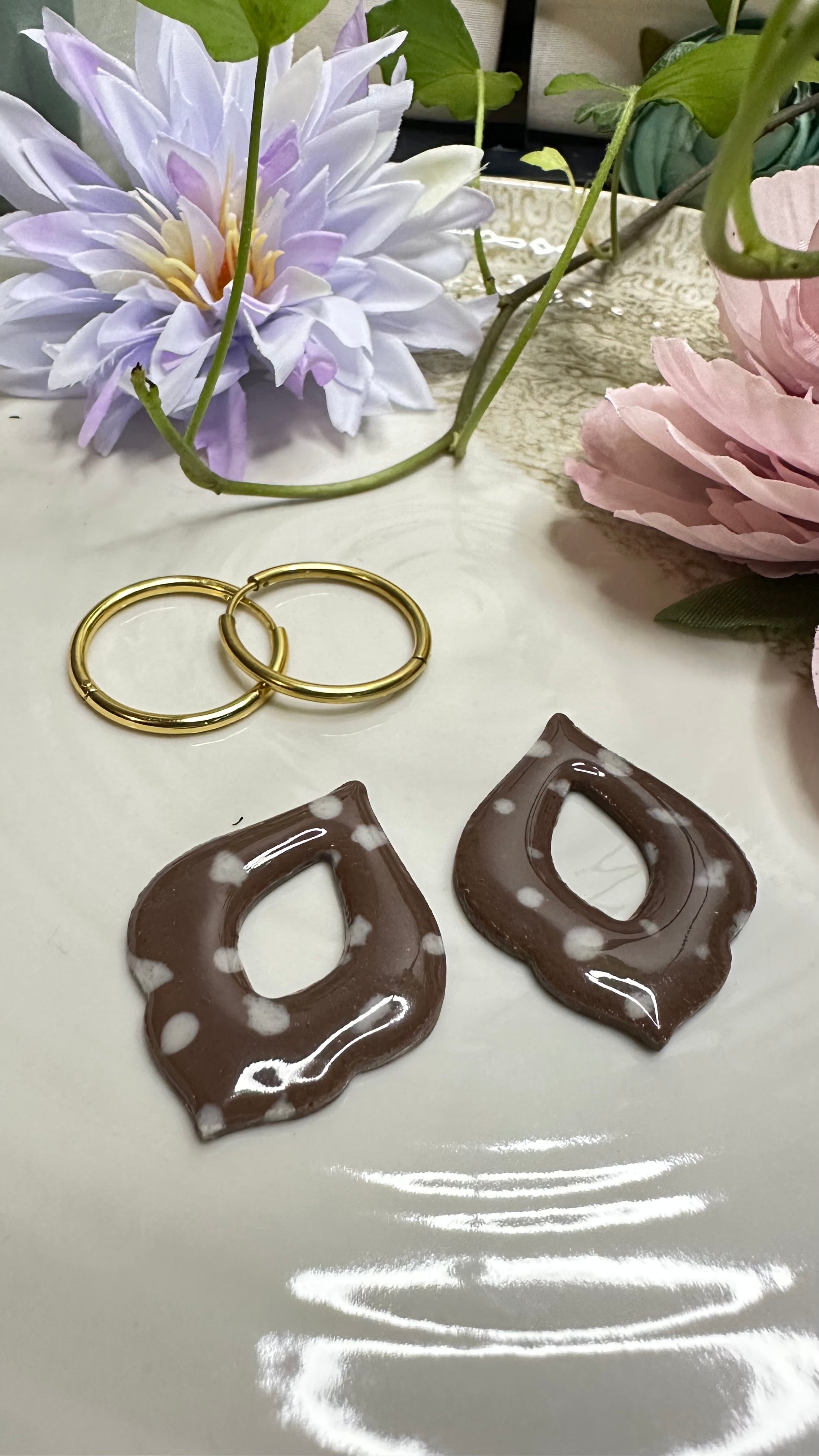 Boucles d’oreilles argile polymère– Collection Sous les Bois (Ivy)