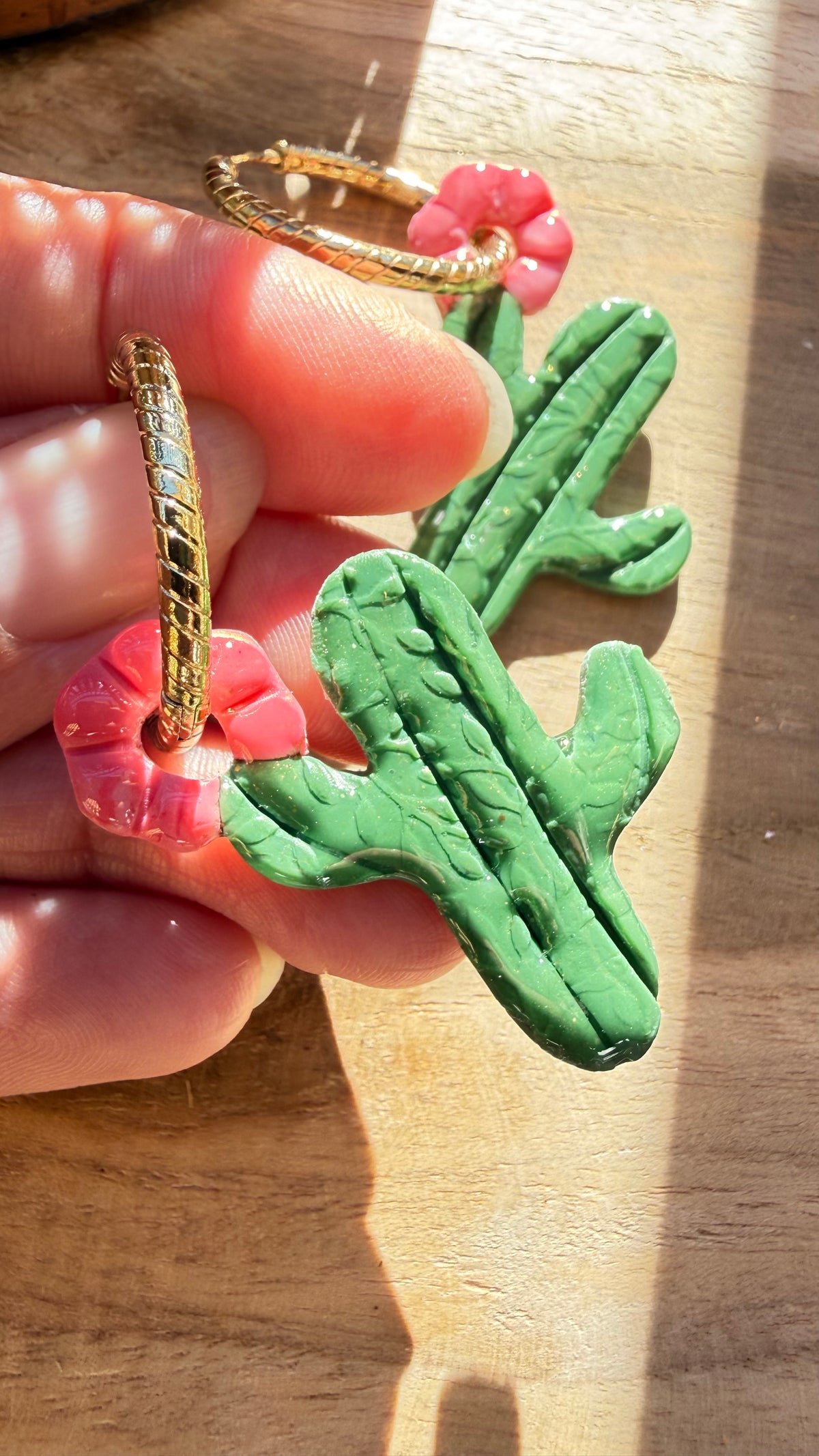 PAMPILLES Rita – cactus fleuri faites main–BOUCLES D’OREILLES INTERCHANGEABLES