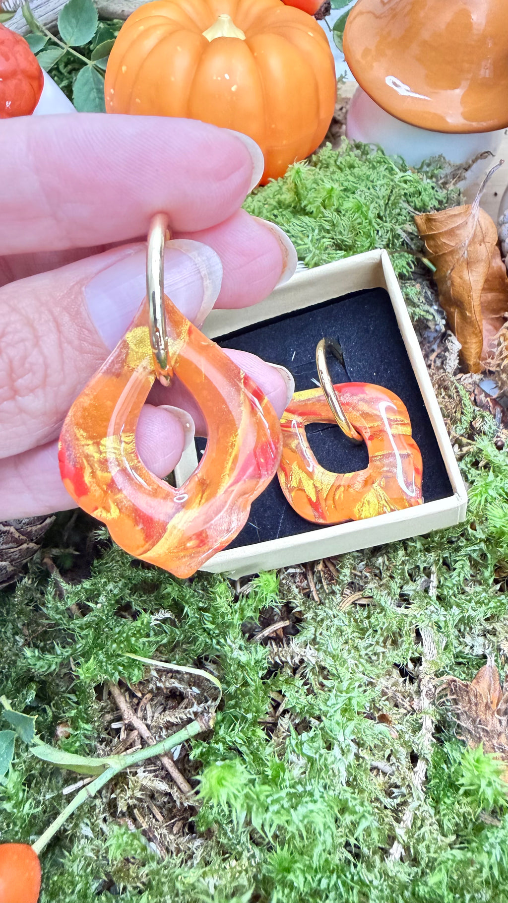 PAMPILLES Ivy EFFET MARBRÉ dorée￼- BOUCLES D’OREILLES INTERCHANGEABLES