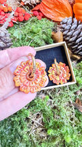 PAMPILLES Dalia fleur orange  –BOUCLES D’OREILLES INTERCHANGEABLES