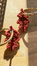 PAMPILLES Chanelle – feuille de chêne ciselée faites main –BOUCLES D’OREILLES INTERCHANGEABLES