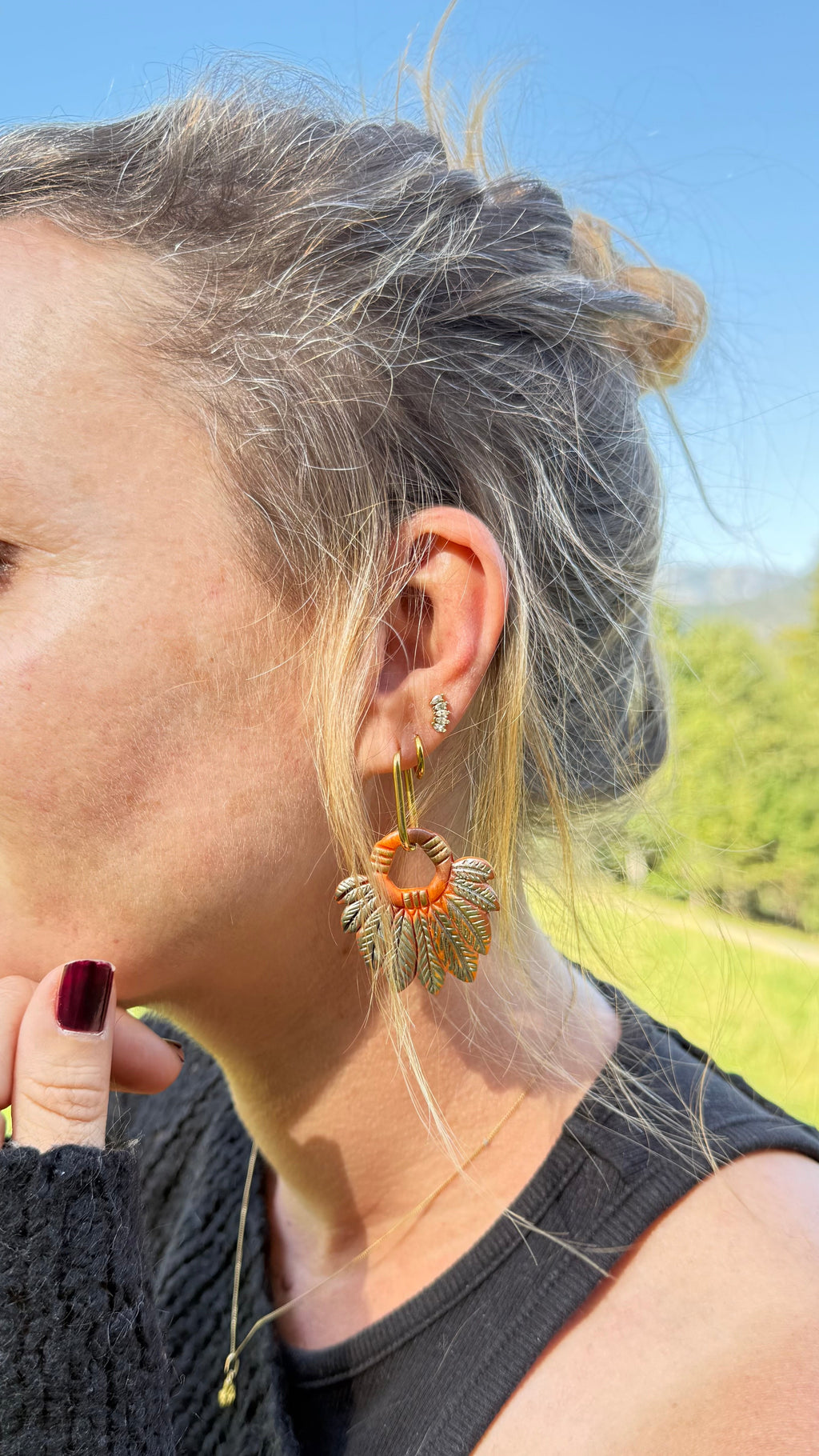 PAMPILLES Kaya plumes terracotta –BOUCLES D’OREILLES INTERCHANGEABLES