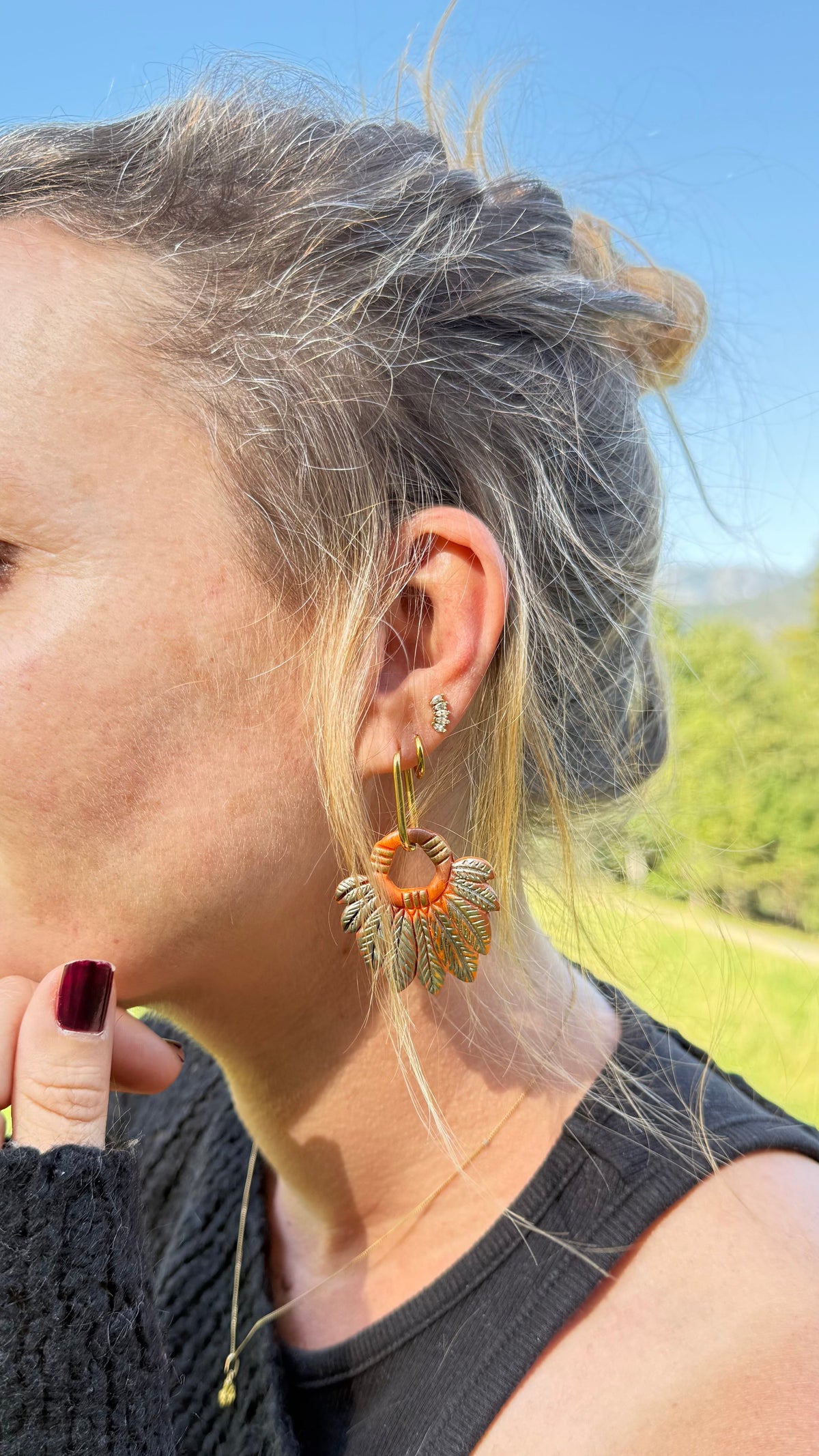PAMPILLES Kaya plumes terracotta –BOUCLES D’OREILLES INTERCHANGEABLES