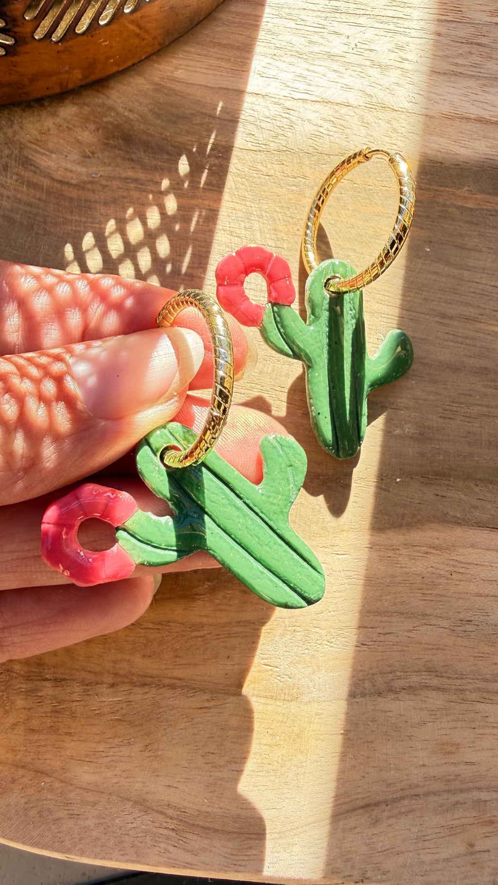 PAMPILLES Rita – cactus fleuri faites main–BOUCLES D’OREILLES INTERCHANGEABLES