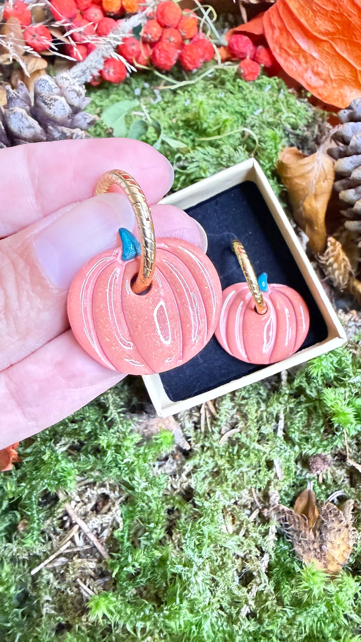 PAMPILLES Colette citrouille –BOUCLES D’OREILLES INTERCHANGEABLES