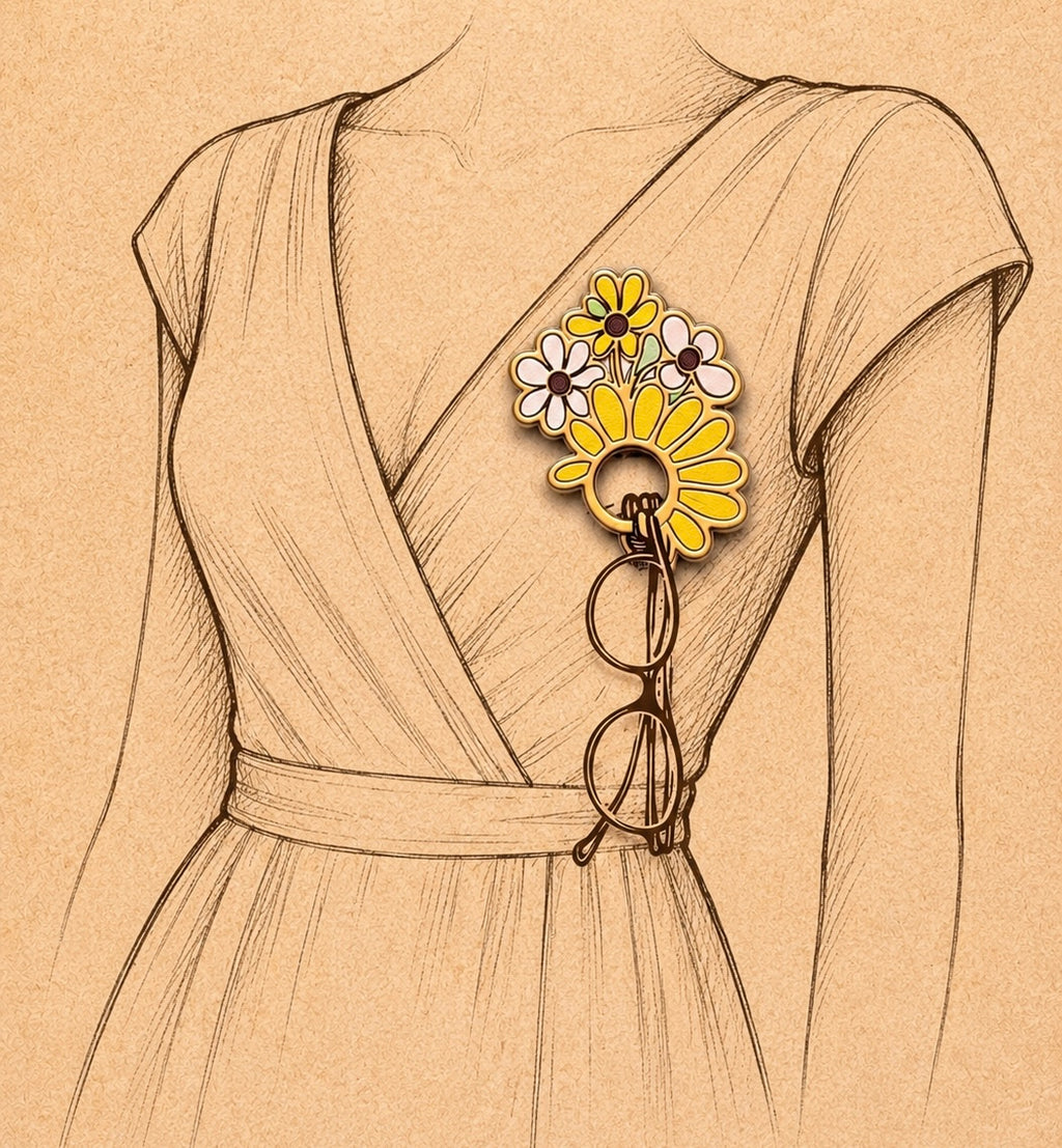 ✨ Les Fidèles – Broche attache-lunettes fait main( fleurs)