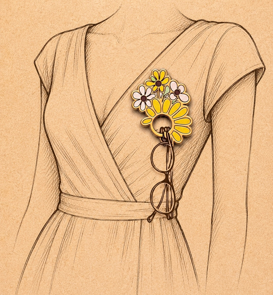 ✨ Les Fidèles – Broche attache-lunettes fait main( fleurs)