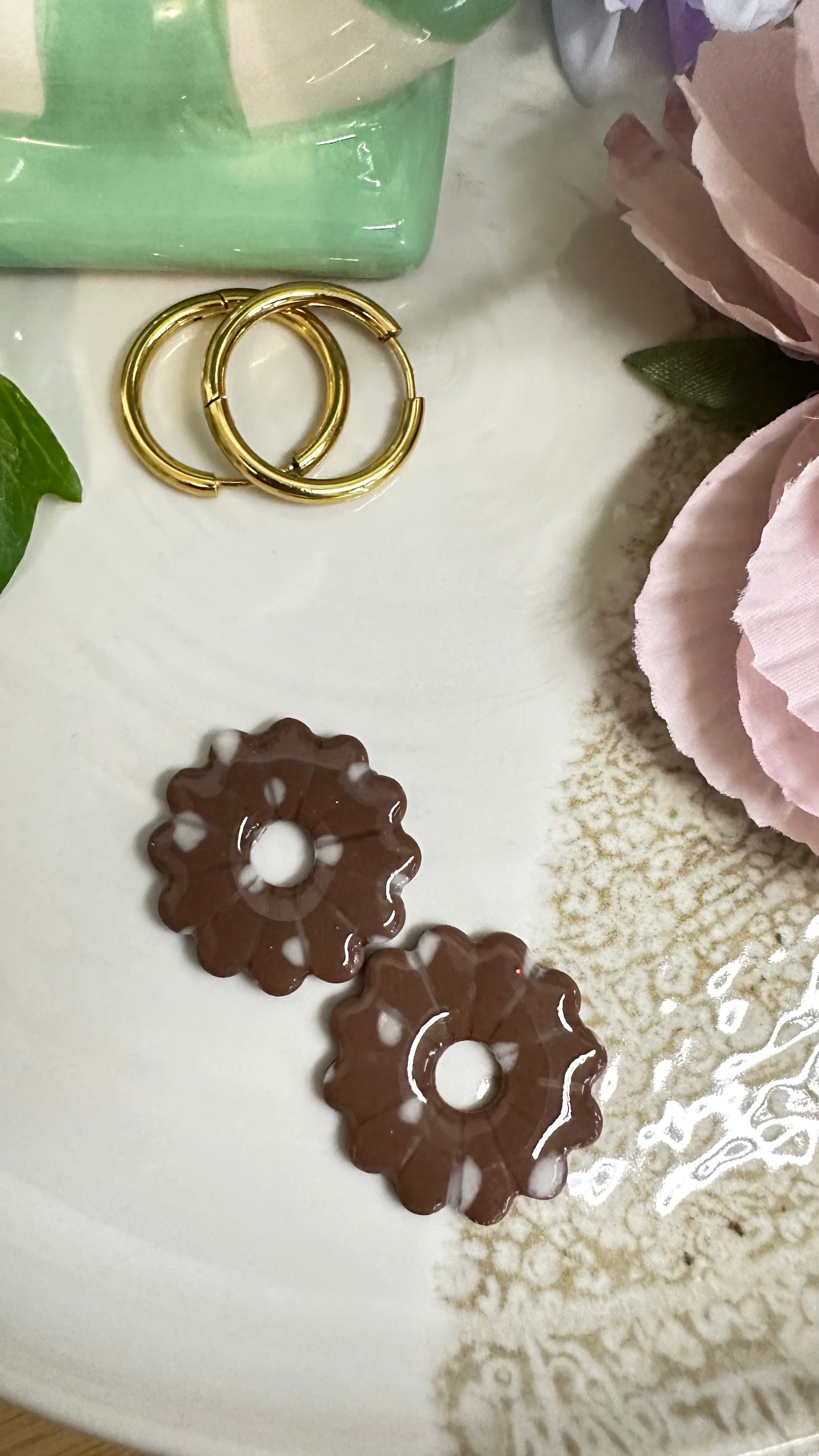 Boucles d’oreilles argile polymère– Collection Sous les Bois (Rosie)