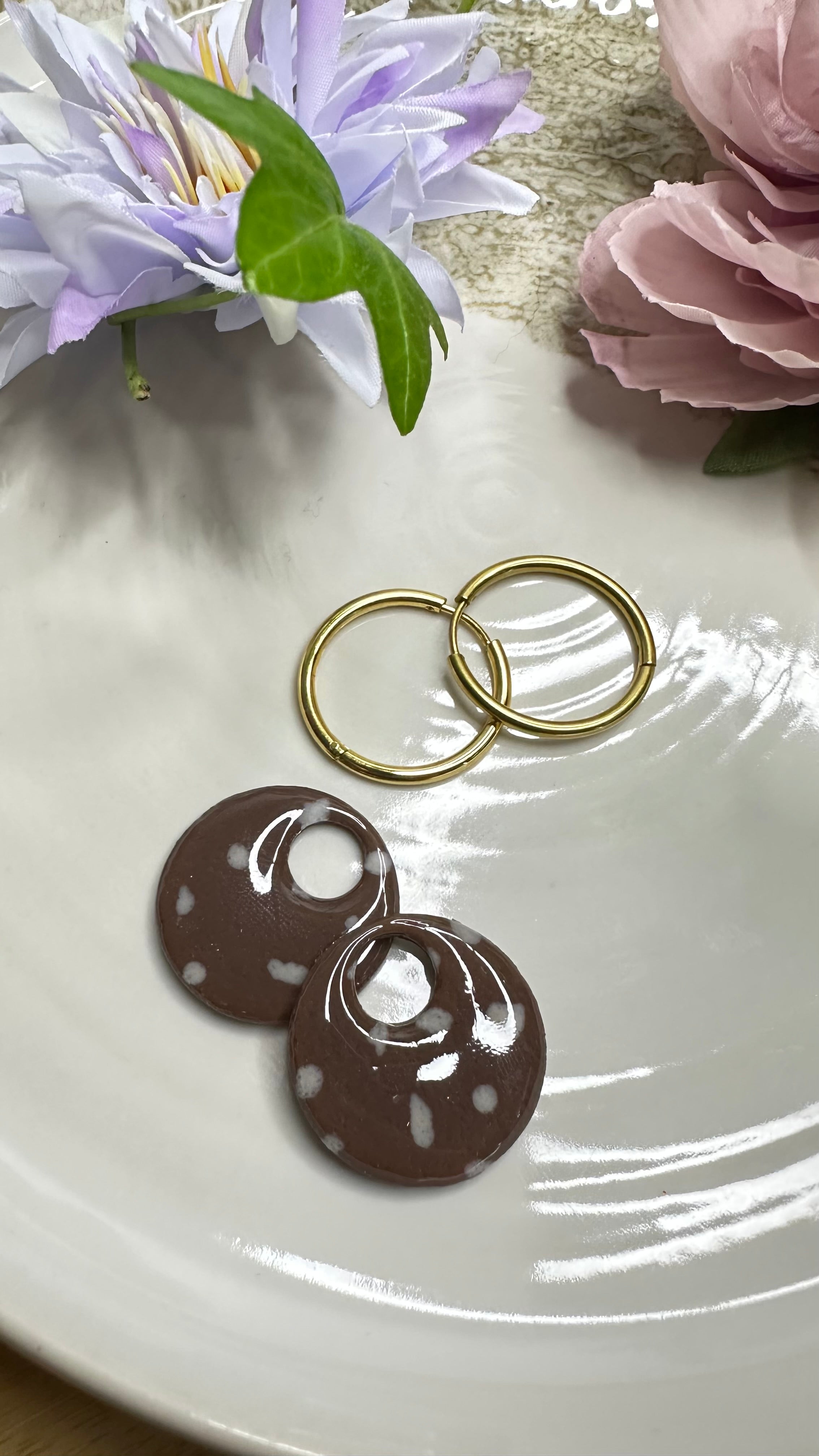 Boucles d’oreilles argile polymère– Collection Sous les Bois (Luna)