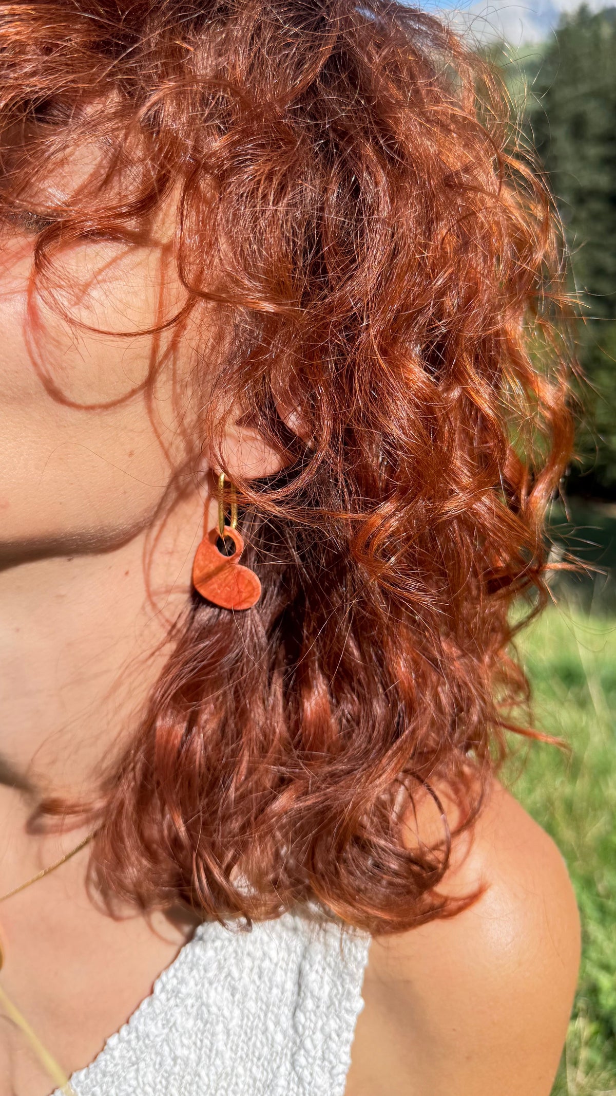 PAMPILLES Aimée cœur orange 🧡–BOUCLES D’OREILLES INTERCHANGEABLES