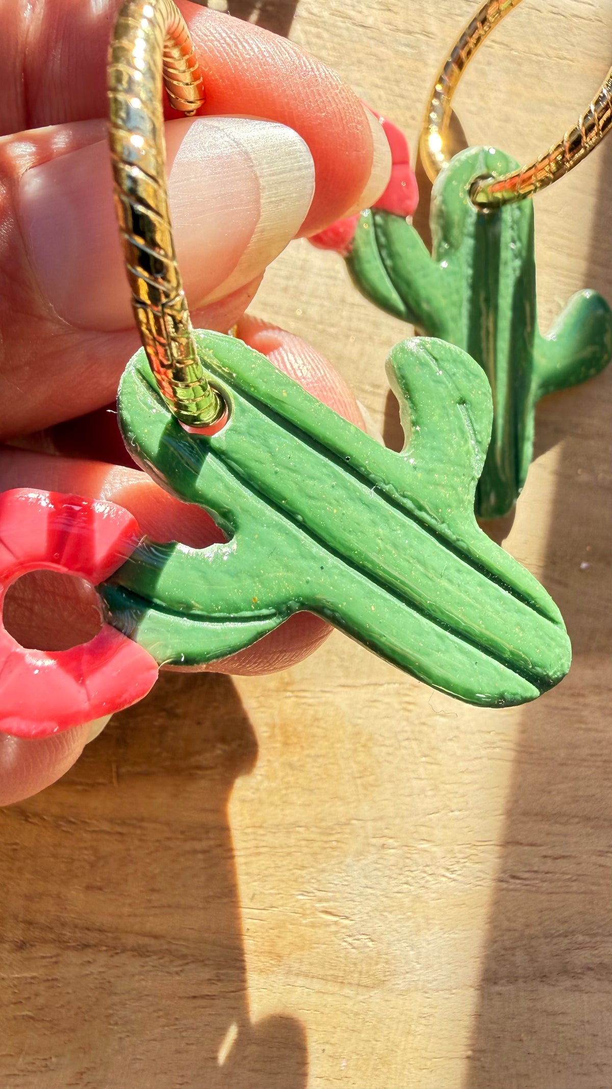 PAMPILLES Rita – cactus fleuri faites main–BOUCLES D’OREILLES INTERCHANGEABLES