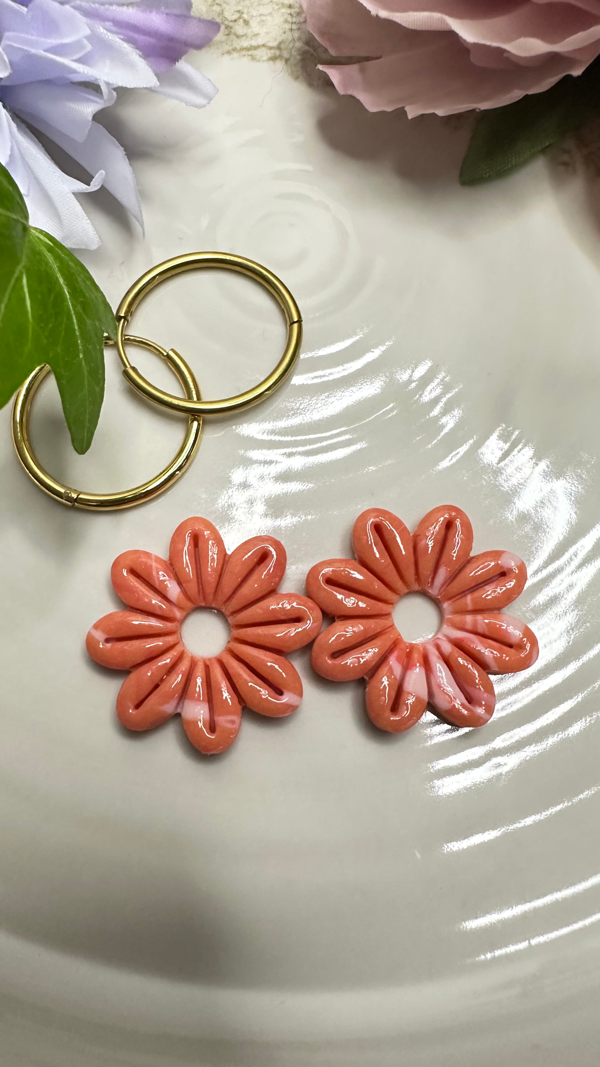 Boucles d’oreilles pâte polymère – Collection Coral (Zélie)