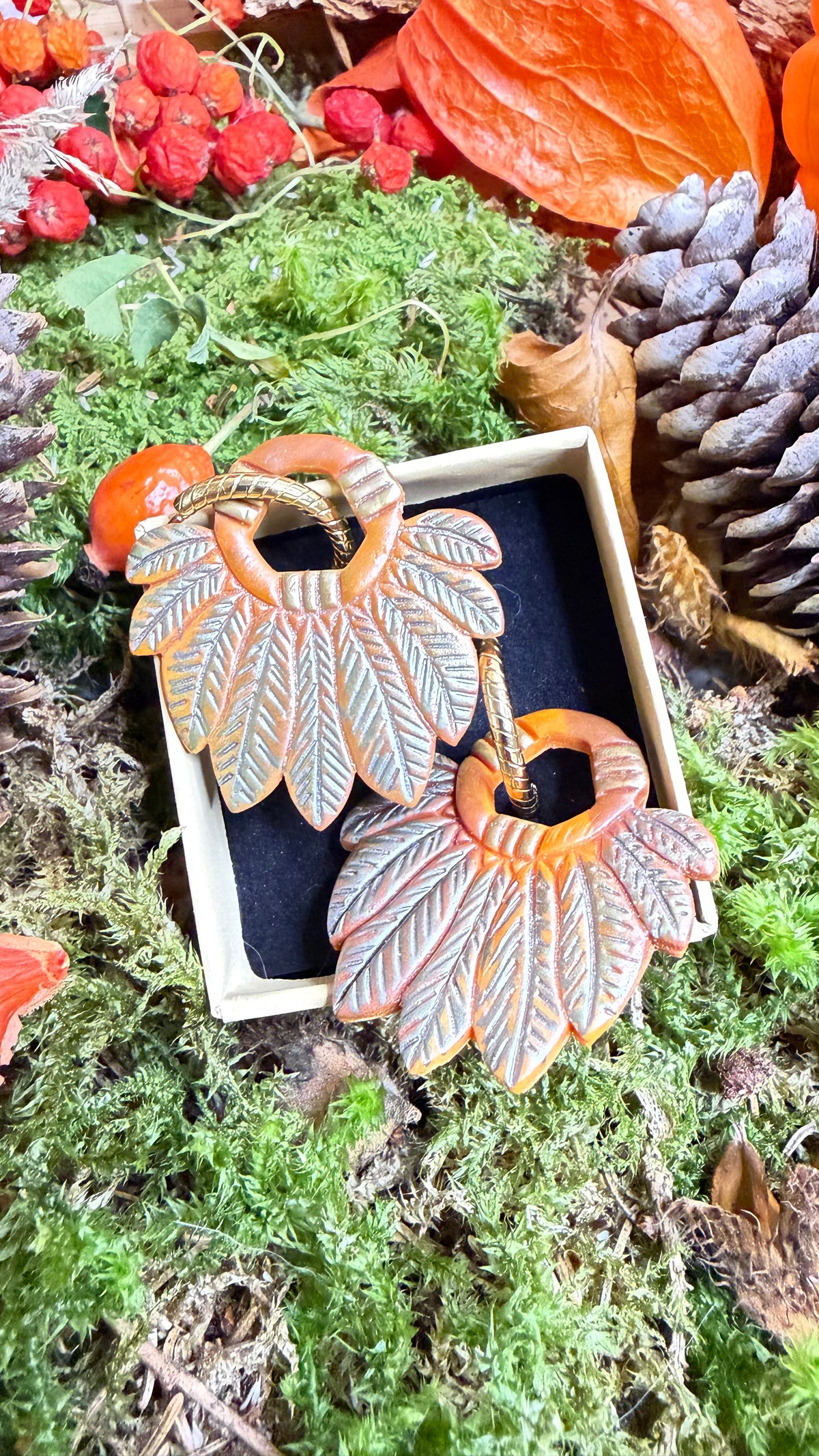 PAMPILLES Kaya plumes terracotta –BOUCLES D’OREILLES INTERCHANGEABLES