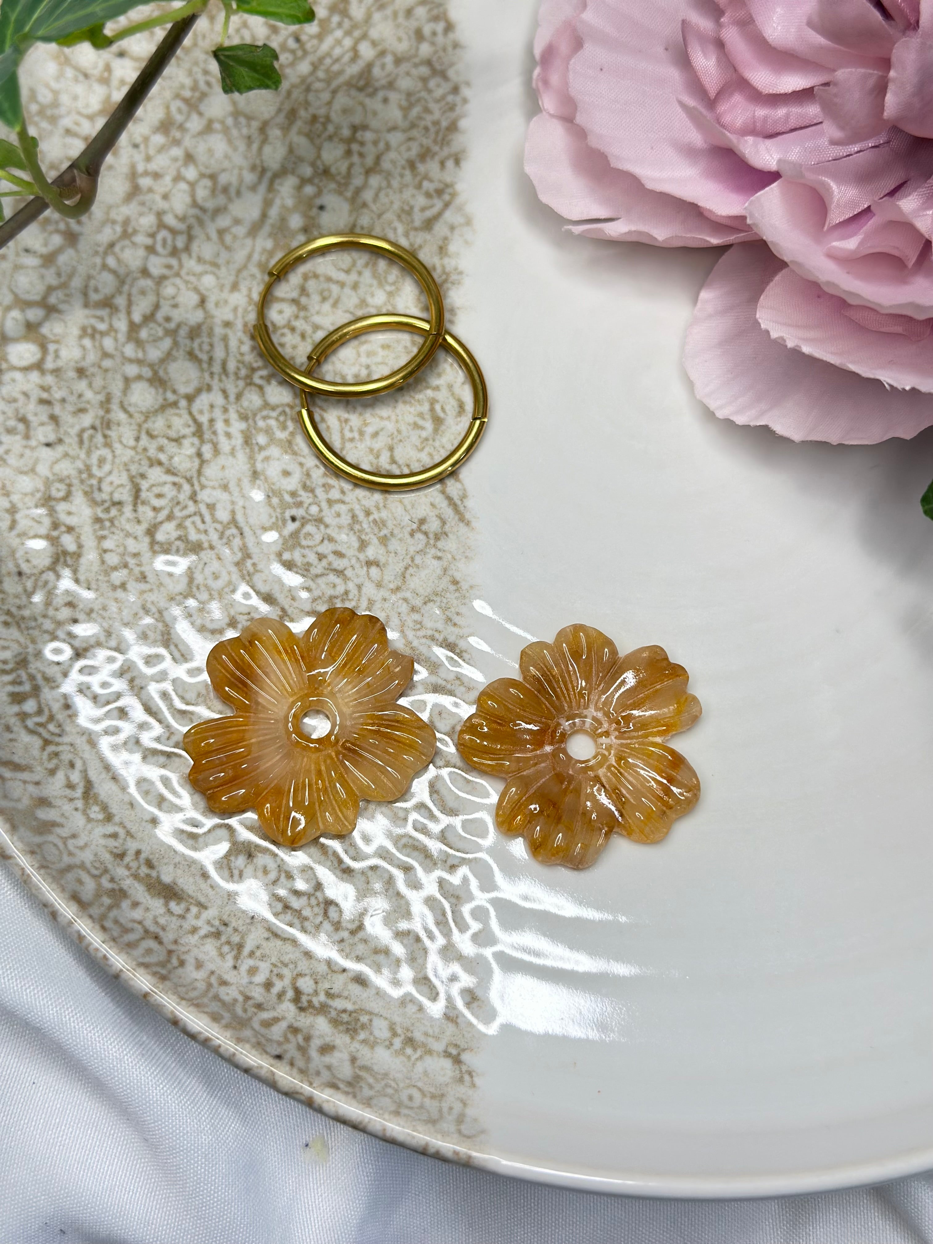 🍯 Les Miel — Boucles d’oreilles anémone translucide(5 pétales)